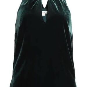 KUSUMI VELVET HALTER TOP IN EMERALD GREEN - NWOT